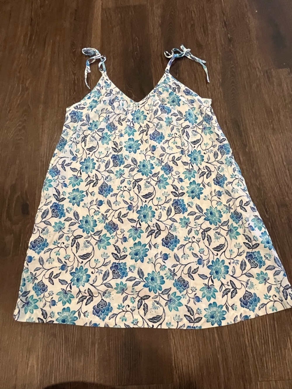 Blue Floral Tie-Strap Sundress/cover-up